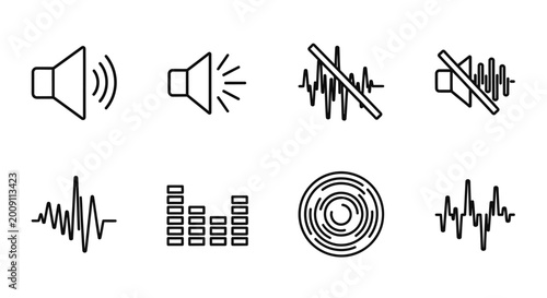 Photos Sound Icons: Volume Up, Down, Mute, Equalizer, Waveform, Record