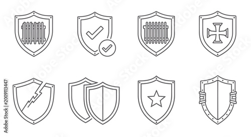 Photos Set of Shield Icons: Security, Protection, Safety, Guarantee, Defense, Trust