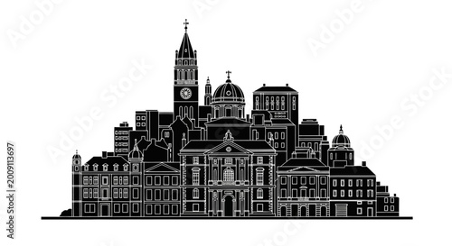 Oxford City Skyline Silhouette Vector Illustration on White Background