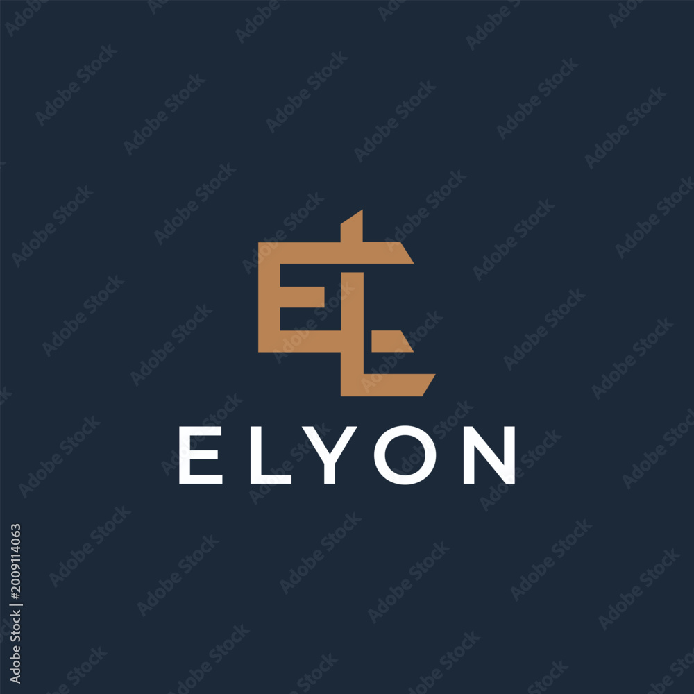 Obraz premium Modern geometric letter EL monogram property logo vector