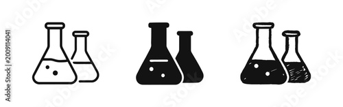 Obraz na płótnie Chemical laboratory flasks icon set for science and chemistry experiments