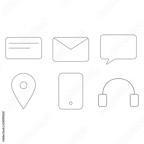 Canvas-taulu Contact communication line art icons vector