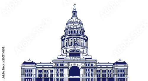 Texas State Capitol Building Illustration, Austin, USA