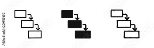 Schilderij op canvas Business Process Flowchart and Organizational Structure Icon Set