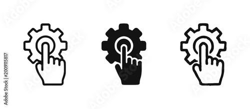 Manual Configuration and System Settings Hand Touch Icon Set