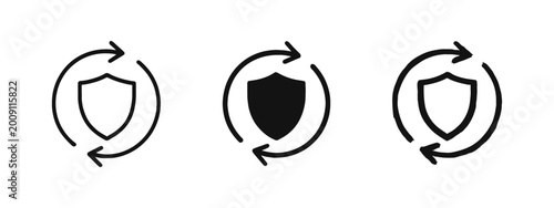 Continuous Protection and Security Update Shield Icon Set