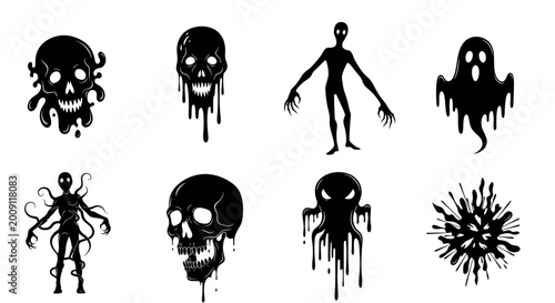 Photos Spooky Halloween Monsters and Skulls - Black Silhouettes Collection