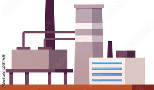 Принти на полотні Factory building with a smokestack and production buildings.