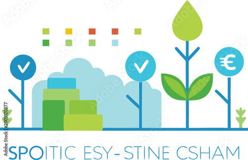 Sustainable business and green economy concept flat vector graphic