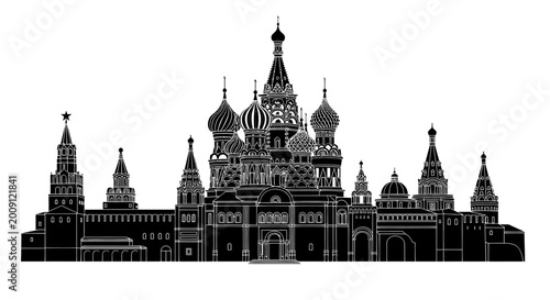Saint Basil's Cathedral silhouette, iconic Moscow landmark ? travel icon