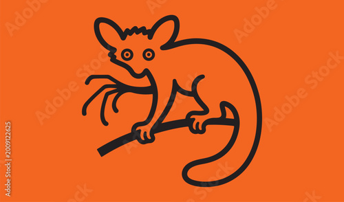   Aye-aye vector silhouette line art 