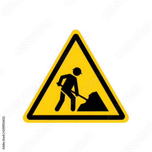 Road work sign with worker