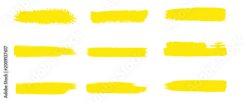Fotografía Yellow brush stroke set on white background high-quality professional