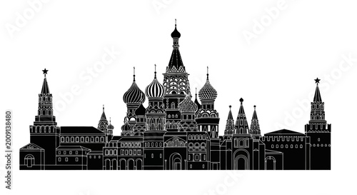 Saint Basil Cathedral Silhouette ? Iconic Moscow Landmark Vector Illustration
