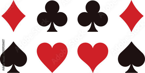 Konstfotografi Playing cards icon set, poker flat card suits symbols collection, vector illustration for wallpaper, fabric patterns, casino games, card symbols and decorative design elements