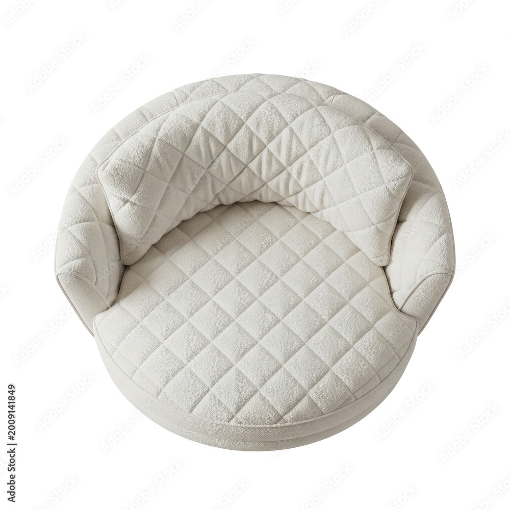 Fototapeta premium Quilted armchair, cream isolated on a transparent background