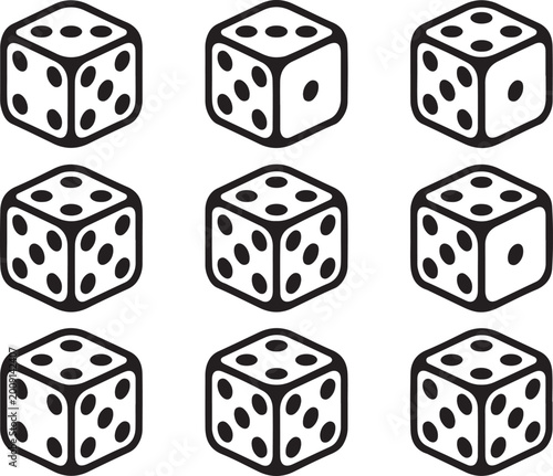 Photos Set of dice with transparent background nine dice icon set dice vector stock illustration collection of game dice