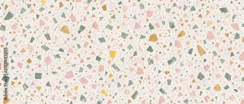 Modern terrazzo floor texture featuring colorful marble stone fragments.