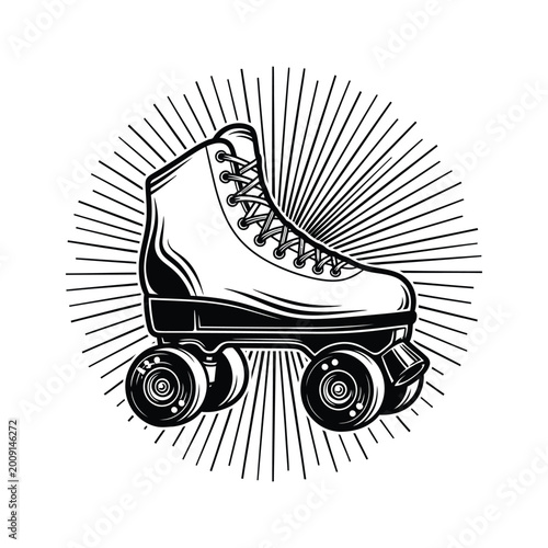 Foto Vintage roller skate illustration with radiating lines
