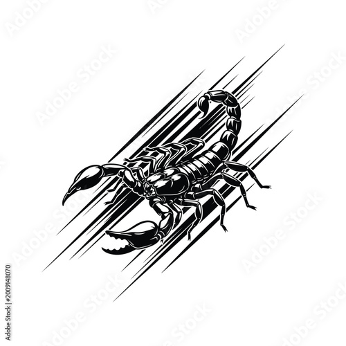 Bild auf Leinwand Black scorpion vector illustration with dynamic motion lines