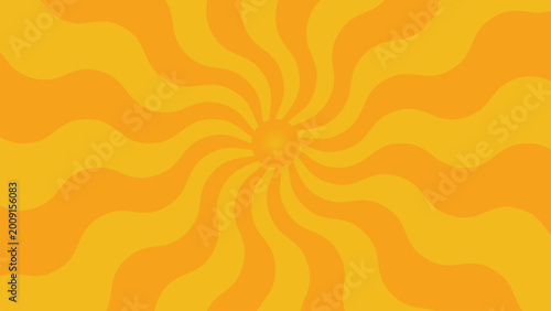 Abstract sunburst background with wavy yellow and orange rays