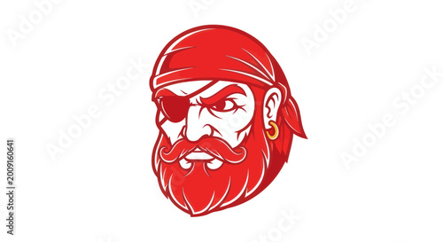 Photography Fierce Pirate Head with Eye Patch and Red Bandana