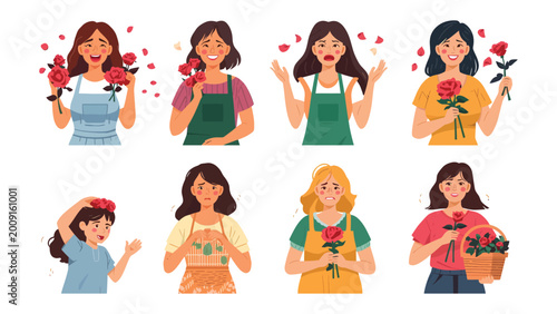 Foto Blooming Emotions: Depicting a spectrum of emotions associated with red rose; Happiness to Surprise