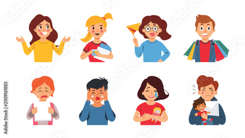 Canvas-taulu Expressive Emotions: A collection of diverse individuals, each portraying a unique emotion, from joyful elation to moments of sadness