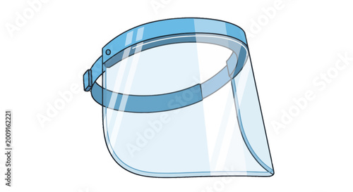 Schilderij op canvas Clear Plastic Face Shield with Blue Headband - Personal Protective Equipment