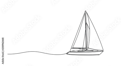 Obraz na plátne Sketch of a sailing boat on white background with line art sailboat watercraft t