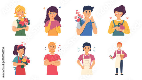 Fotografija Diverse Emotions: Captivating illustrations portray a diverse group of individuals, each expressing unique feelings, from joy to apprehension, offering a visual exploration of human emotion