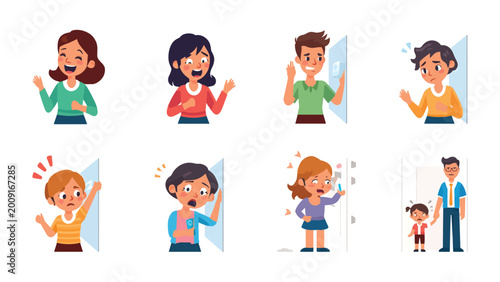 Cuadro en lienzo Emotions Expressed Through People: An assortment of individuals showcase diverse emotions through body language and facial expressions, representing a range of feelings and characterizations
