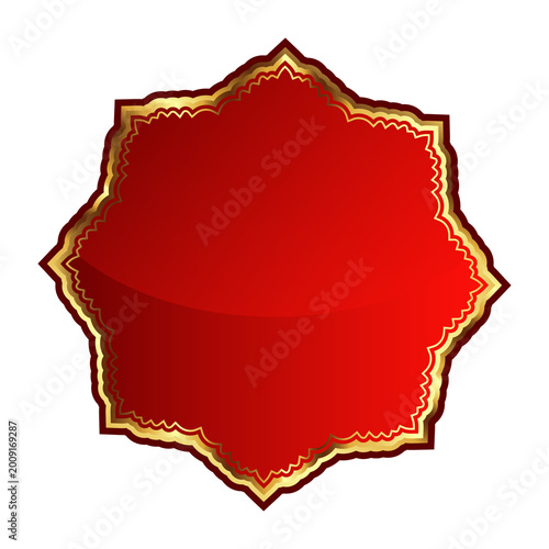Blue and golden islamic banner shape text box