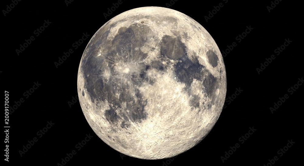 Obraz premium full moon at night with clear lunar craters and surface details