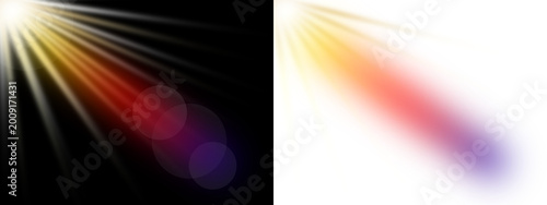 Foto Radiant sun flares and golden light beams emanate from a corner in this dynamic