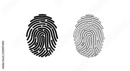 Foto Fingerprint identification a black and white illustration of unique dermal ridge