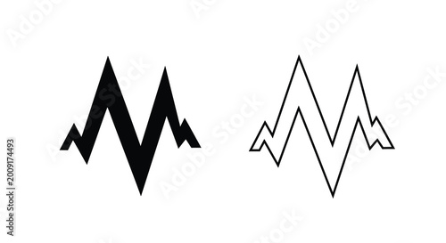 Tablou pe pânză Abstract waveforms black and white graphic representation of oscillating signals