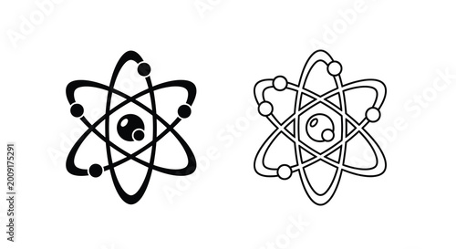 Tableau sur toile Atomic structure illustration two representations of an atom with orbiting elect