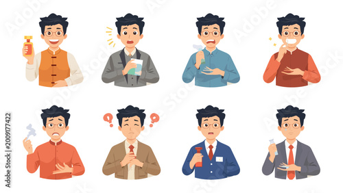 Foto Expressions of a Person: Capturing the intricate nuances of human emotions, a collection of expressions unfolds, from elation to contemplation, each a window into the multifaceted experience of being