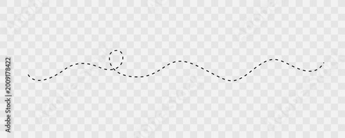 Minimal dashed wavy line with small loop abstract decorative design element