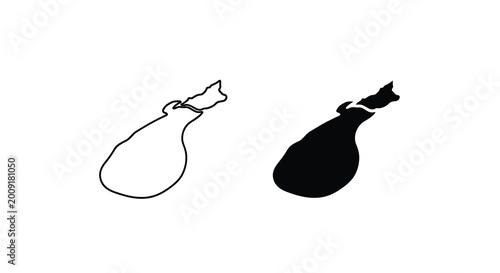 Foto Vintage inkwell duo black and white illustration of classic writing tools