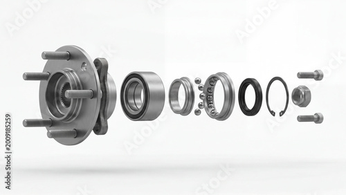 Automotive wheel hub assembly exploded view parts and components