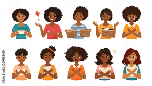 Tableau sur toile Daily Life Moments Collection: A vibrant compilation captures a diverse array of women in daily life situations, each moment filled with its own unique expressions