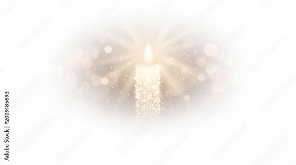 Fototapeta premium Candle with glowing light and bokeh effect