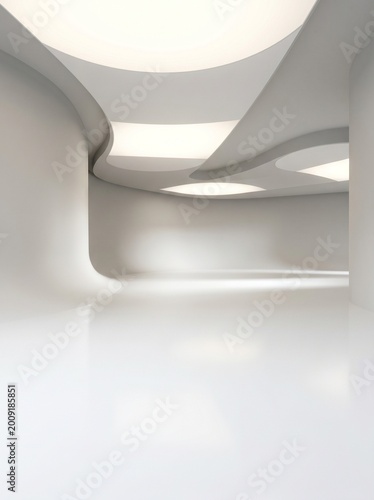 Modern Futuristic Interior Architecture with Soft Lighting.