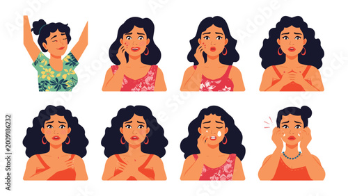 Photos Emotional Spectrum: An array of artistic interpretations showcasing an individual's expressions, encompassing a spectrum of feelings and inner thoughts