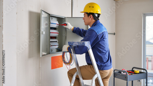 Canvastavla Electrician servicing residential circuit breaker panel