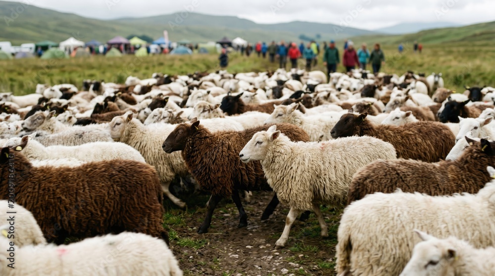 Fototapeta premium Eid al adha 2026 preparing for sacrifice a large flock of sheep