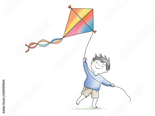 boy flying kite