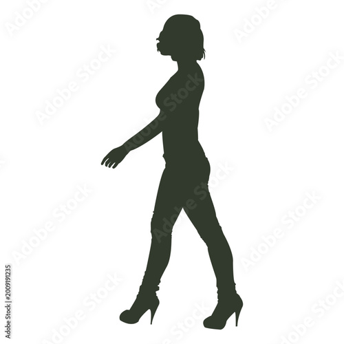 Quadro em tela Woman walking pose silhouette gaze